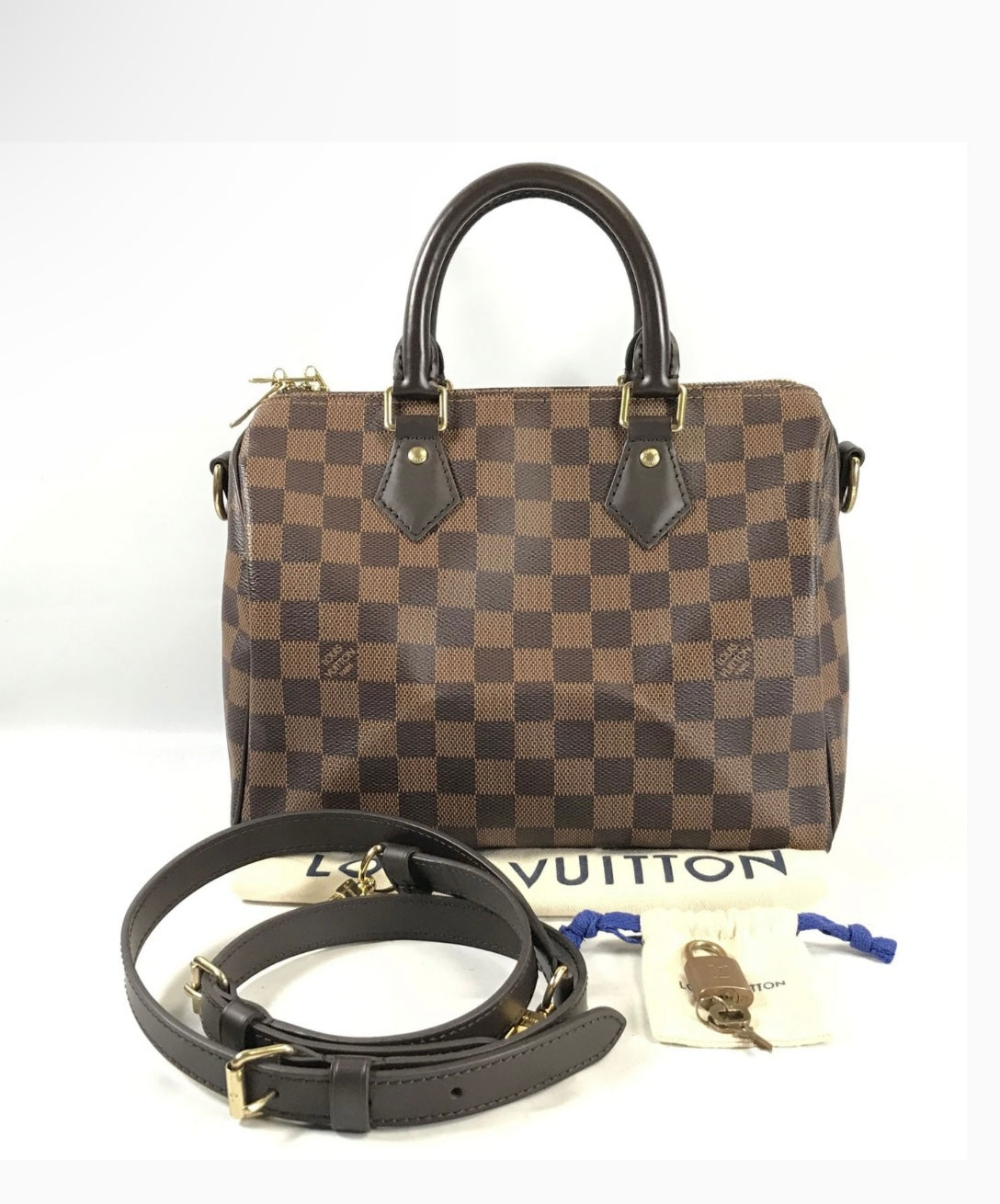 LOUIS VUITTON Damier Ebene Speedy 25 Bando