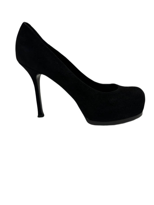 YVES SAINT LAURENT YSL Black Suede Heels