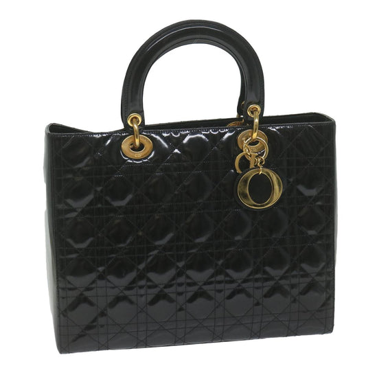 DIOR Christian Dior Patent Cannage Large Lady Dior Black