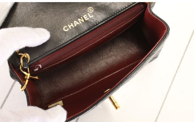 CHANEL Lambskin Leather Mini Flap Bag Black